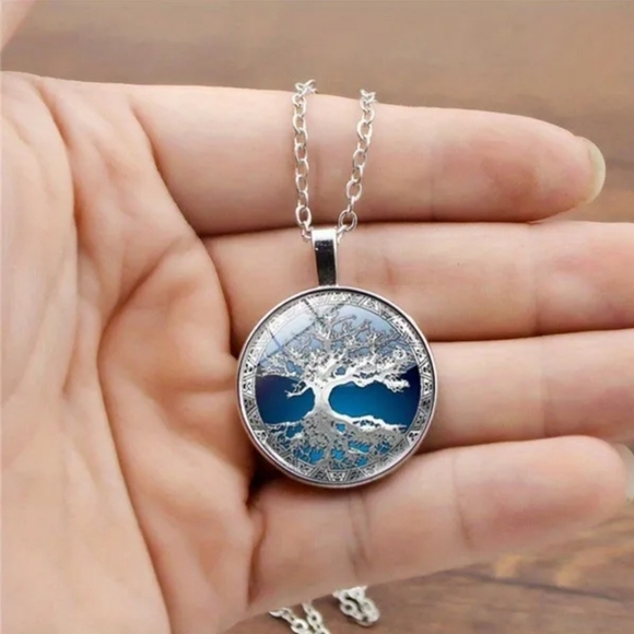 Retro Celtic Tree of Life Gem Necklace, Earrings & Bracelet Set - Picture 2 of 4